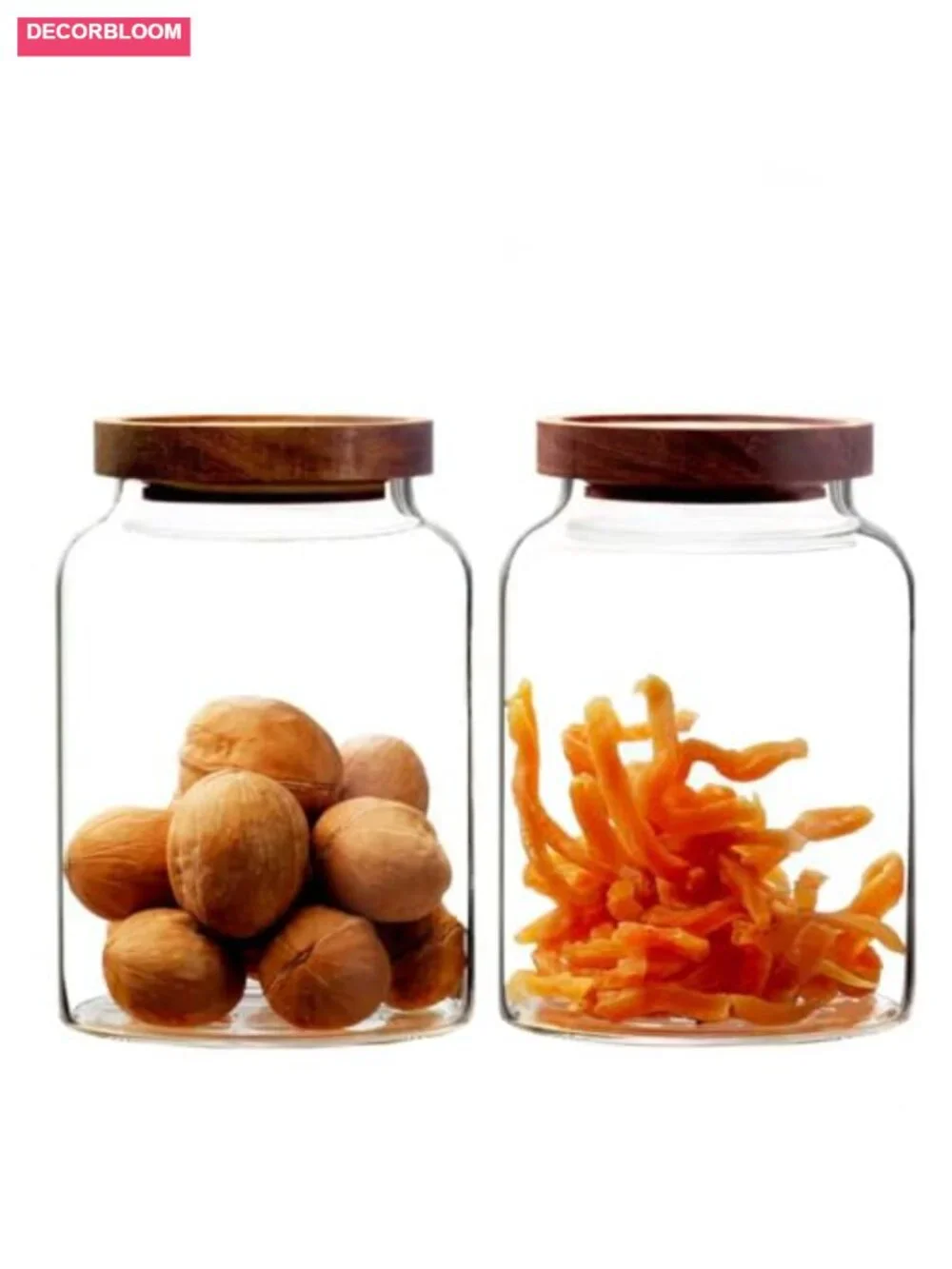 2-Pack Glass Storage Jars with Wooden Lids 41oz Airtight Canisters